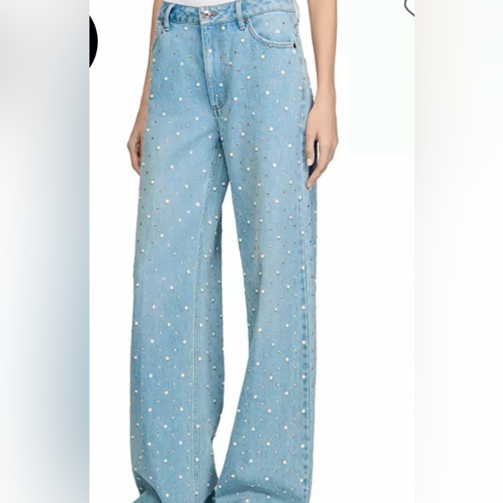 Sandro rhinestone & pearl jeans